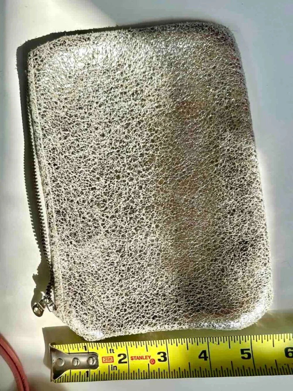 NWOT Kustom Klutch Silver Leather Clutch Pouch YKK Zip Bag